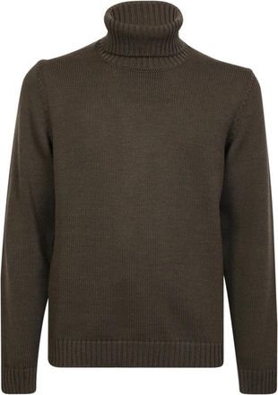 Zanone Groene Gebreide Hoge Hals Pullover Aw 23 - Heren - Coltruien - Groen - XL - Wol - Truien & Vesten