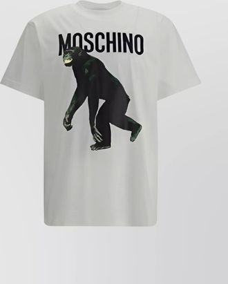 Moschino playful monkey print cotton t-shirt