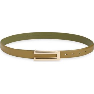 Nordstrom Alia Plaque Buckle Leather Belt in Sphagnum Green at Nordstrom Rack, Size Small