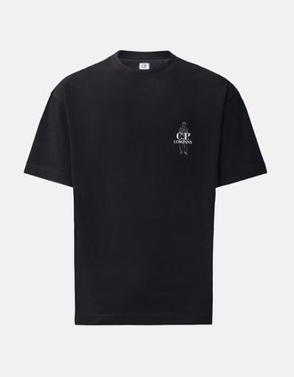 C.P. Company Mens 30/1 Sailor Logo T-Shirt Black - Size: 36