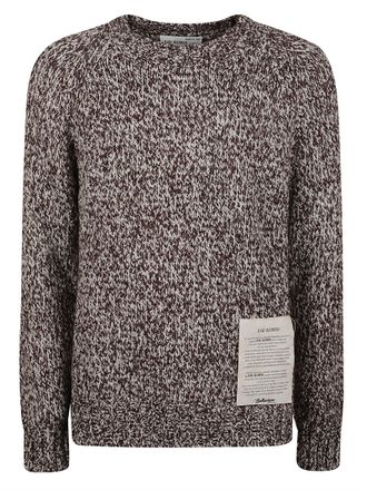 Ballantyne Raw Diamond Textured Knit Crewneck Wool-Blend Sweater