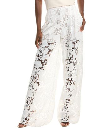 Oscar De La Renta Oscar De La Renta Botanical Silk-Lined Wide Leg Pant