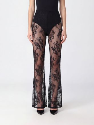 Patrizia Pepe Sheer Lace Flared Trousers with Elasticated Waist