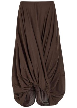 Toteme Cocoon Cotton-blend Midi Skirt - Brown - 32 (UK4 / Xxs)