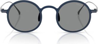 A|X Armani Exchange 46mm Small Phantos Sunglasses in Matte Blue /Blue at Nordstrom
