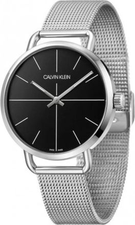 Calvin Klein Quartz Horloge - Zwarte Wijzerplaat- Roestvrijstalen Kast en Armband - Dames - Horloges - Zwart - ONE Size - Accessoires