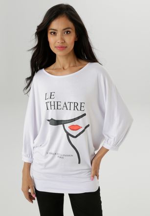 Aniston 3/4-Arm-Shirt mit femininen Druck und Statement-Schriftzug - NEUE KOLLEKTION