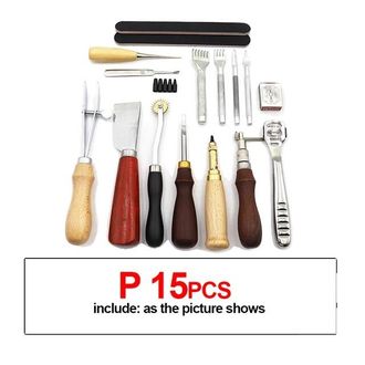 OEM Juego De Herramientas Para Trabajar El Cuero, Construcci&oacute;n De Madera Duradera, 15 Herramientas Esenciales, T1
