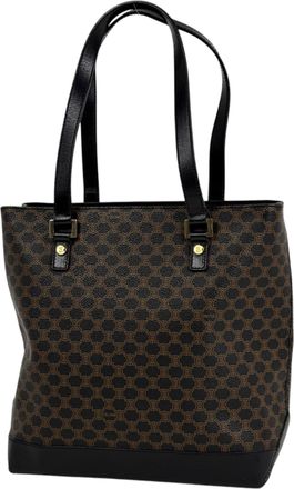 Celine Black Coated Canvas Leather Handbag Tote Bag (Pre-Owned)