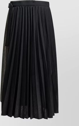 sacai wool pleated midi skirt