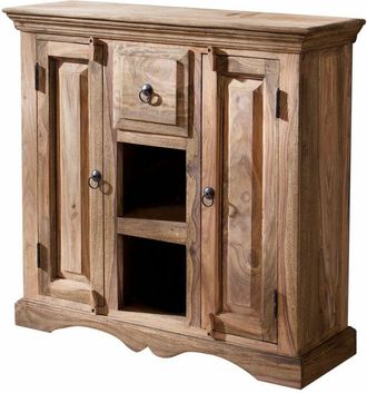 Massivmoebel24 Credenza in legno di Sheesham / palissandro 87x32x85 grigio scuro oliato leeds 45
