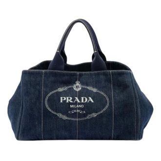 Prada Pre-owned Tote Bags, female, Blue, Size: ONE SIZE Pre-owned Vintage Denim Tote