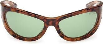 Tom Ford Leona 62mm Cat Eye Sunglasses in Vintage Havana /Emerald Green at Nordstrom