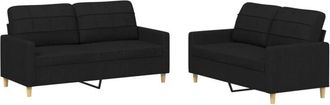vidaXL Vidaxl - Juego De Sof&aacute;s Con Cojines 2 Piezas Tela Negro