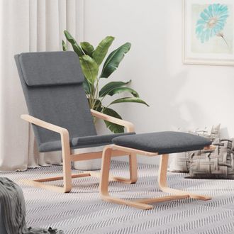 vidaXL Sill&oacute;n De Relax Con Taburete Tela Gris Oscuro Vidaxl