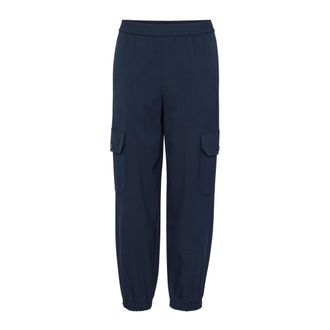 Part Two Elastic Waist Dark Navy Trousers - female - Part Two - Straight Trousers - Blue - S - Trousers