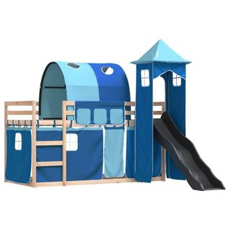 Berkfield Home Elegant Bunk Bed without Mattress with Slide & Curtains Blue 80