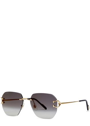 Cartier Cartier Rimless Square-frame Sunglasses - Gold