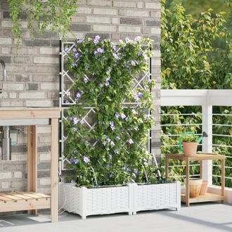 Berkfield Home Garden Planters with Water Irrigation System 2 pcs White