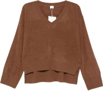C.T. Plage Maglione con scollo a V e spacchi laterali - - Knitwear - Donna - Marrone - M