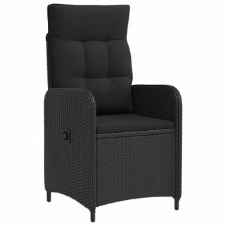 vidaXL Silla De Jard&iacute;n Reclinable Negro Rat&aacute;n Sint&eacute;tico Vidaxl