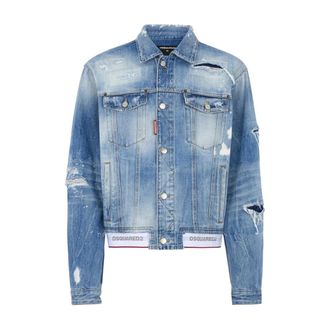 Dsquared2 Denim Jackets, male, Blue, Size: 2XL Over Denim Jacket