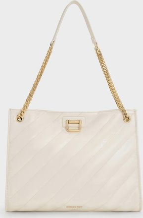 Charles & Keith Neva Panelled Chain-Strap Tote Bag