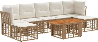 vidaXL Conjunto De Sof&aacute;s De Jard&iacute;n 8 Uds. Natural Y Crema Vidaxl