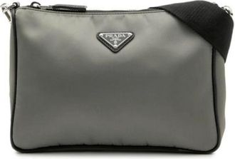 Prada Pre-owned Cross Body Bags, female, Gray, Size: ONE SIZE Pre-owned Leather Cross Body Bag