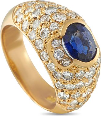 Luxury Bazaar 18K Yellow Gold 2.20ct Diamond and Sapphire Ring MF32-101725