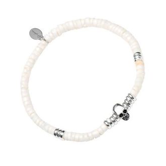 Jan Leslie Sterling Silver Skull And White Shell Beaded Bracelet at Nordstrom