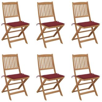 vidaXL Sillas De Jard&iacute;n Plegables 6 Uds Madera Maciza Acacia Y Cojines Vidaxl