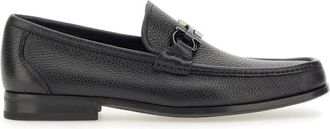 Ferragamo Gancini Moccasin Ornament Hak - Heren - Loafers - Zwart - 40 EU - Leer - Schoenen