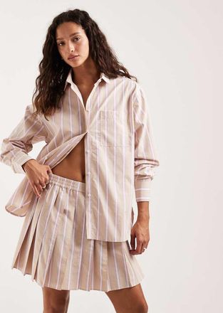 Lacoste Gonna in popeline rosa e azzurro a righe in coordinato