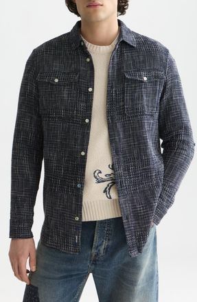 Scotch & Soda Woven Waffle Button-Up Shirt in Sky Captain at Nordstrom, Size Medium