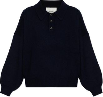 Lisa Yang Etta Polo Sweater - Dames - Cashmere truien - Blauw - M - Truien & Vesten