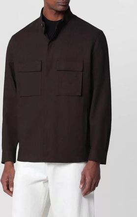Ermenegildo Zegna long sleeve shirt mandarin collar chest pockets