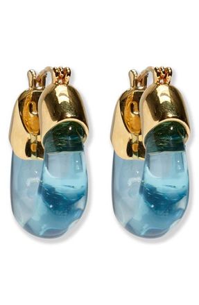 Lizzie Fortunato Mini Organic Hoop Earrings in Water Blue at Nordstrom
