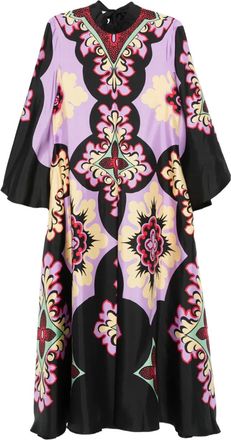 La DoubleJ Abito lungo in seta con stampa - Viola