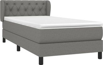 vidaXL Cama Box Spring Con Colch&oacute;n Tela Gris Oscuro 80x200 Cm Vidaxl