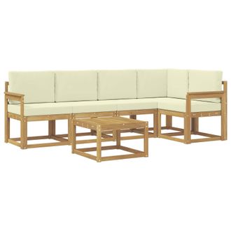 vidaXL Conjunto De Sof&aacute;s De Exterior Con Coj&iacute;n 6 Pcs Blanco Y Crema Vidaxl