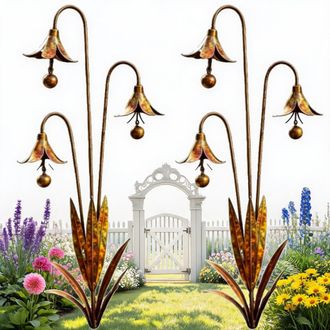 OEM Campanilla De Viento De Jard&iacute;n De Aleaci&oacute;n Resistente A La Intemperie Con Melod&iacute;a Suave, 61 Cm, Campanillas Azules, Juego De 2