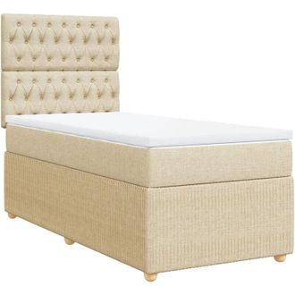 vidaXL Cama Box Spring Con Colch&oacute;n Tela Color Crema 90x190 Cm Vidaxl