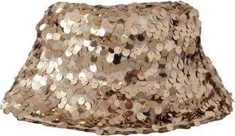 Dolce & Gabbana Gouden Sequin Emmerhoed - Dames - Hoeden - Geel - ONE Size - Polyester - Accessoires