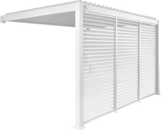 Sweeek P&eacute;rgola bioclim&aacute;tica de aluminio adosada 3x4m + 3 persianas 1 3m