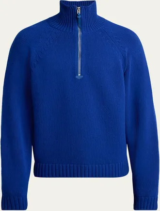 Tom Ford Mens Cashmere and Wool Raglan Sleeve Half-Zip Sweater