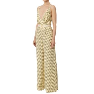 Elisabetta Franchi Jumpsuits, female, Multicolor, Size: S Georgette Diamond-Print Jumpsuit
