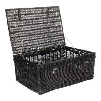 Red Hamper 67cm Black Wicker Rope Handled Picnic Basket