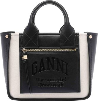 Ganni Black Small Pocket Tote Bag