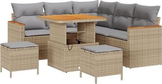 vidaXL Garden Sofa Set with Cushion 8 pcs Beige Poly rattan Vidaxl